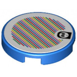 Tile, Round 2 x 2 with Bottom Stud Holder with Super Mario Scanner Code Blue Shy Guy Pattern (Sticker) - Set 71410: {ярко син}