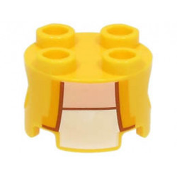 Brick, Round 2 x 2 with Pin Holes with Bright Light Orange Lapels, Reddish Brown Lines, and White Undershirt Pattern (Super Mario Yellow Toad Torso) : {ярко жълт}