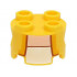Brick, Round 2 x 2 with Pin Holes with Bright Light Orange Lapels, Reddish Brown Lines, and White Undershirt Pattern (Super Mario Yellow Toad Torso) : {ярко жълт}