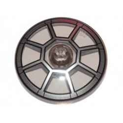 Dish 4 x 4 Inverted (Radar) with Open Stud with Silver Radial TIE Bomber Cockpit Pattern: {прозрачно кафяв}