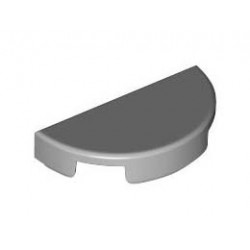 TILE 1X2, W/ 1/2 CIRCLE: {умерено каменно сив}