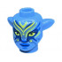 Minifigure, Head, Modified Alien Navi with Yellow Eyes, Blue Markings and Lips, Dark Blue and Metallic Light Blue War Paint, Closed Mouth Grin Pattern : {умерено син}