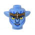Minifigure, Head, Modified Alien Navi with Yellow Eyes, Silver Spots, Blue Markings and Lips, Medium Nougat Headband, Open Mouth Smile with Teeth Pattern : {умерено син}