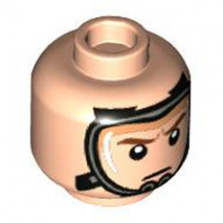 Minifigure, Head Dual Sided Reddish Brown Eyebrows, Medium Nougat Cheek Lines, and Open Mouth Smile / Oxygen Mask Pattern - Hollow Stud : {светло нуга}