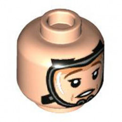 Minifigure, Head Dual Sided Female Reddish Brown Eyebrows, Medium Nougat Lips and Cheek Lines, and Neutral / Oxygen Mask Pattern - Hollow Stud : {светло нуга}