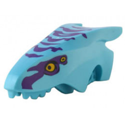 Dragon Head (Avatar Ikran) Jaw Upper with Dark Purple Stripes and Bright Light Orange Eyes Pattern: {умерено небесносин}