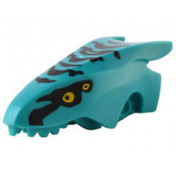 Dragon Head (Avatar Ikran) Jaw Upper with Black Stripes and Bright Light Orange Eyes Pattern: {ярко синьо-зелен}