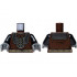 Torso Armor Silver and Pearl Dark Gray Breastplate over Jacket, Dark Tan Buttons and Ammunition Belt Pattern / Black Arms / Dark Bluish Gray Hands : {тъмно кафяв}