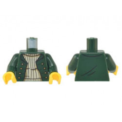 Torso Open Jacket with 8 Gold Buttons over Tan Sweater Pattern / Dark Green Arms / Yellow Hands: {земно зелен}
