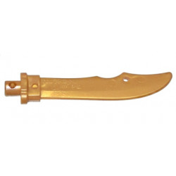 Minifigure, Weapon Sword Curved Blade with Bar, Rectangular Hilt, and Hole: {топло златист}