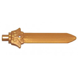 Minifigure, Weapon Sword Blade with Bar and Lotus Flower Hilt: {топло златист}