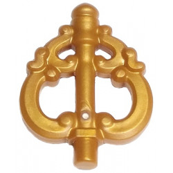 Minifigure, Weapon Staff Head with Bar and Elaborate Curved Top: {топло златист}