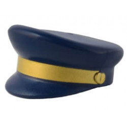 Minifigure, Headgear Cap, Captain with Gold Braid Pattern: {земно син}