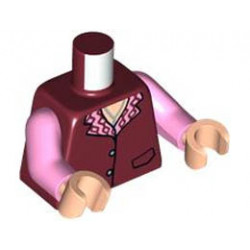 Torso Vest with Pockets and 2 Buttons, Bright Pink Collar, Silver Necklace Pattern / Bright Pink Arms / Light Nougat Hands: {нов тъмно червен}