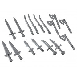 Minifigure, Weapon Pack The Lord of the Rings, 16 in Bag (Multipack): {сребърно метален}