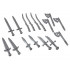 Minifigure, Weapon Pack The Lord of the Rings, 16 in Bag (Multipack): {сребърно метален}