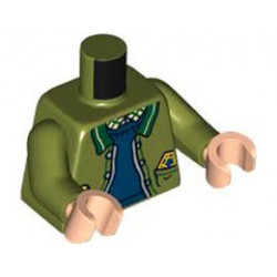 Torso Open Jacket with Dark Green Collar, Dark Blue Jumper, Lollipop and Chocolate Frog in Pockets Pattern / Olive Green Arms / Light Nougat Hands : {маслинено зелен}
