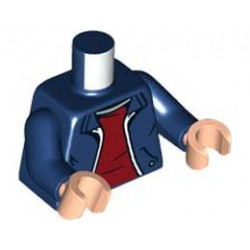 Torso Open Jacket with White Trim over Dark Red T-Shirt Pattern / Dark Blue Arms / Light Nougat Hands: {земно син}