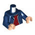 Torso Open Jacket with White Trim over Dark Red T-Shirt Pattern / Dark Blue Arms / Light Nougat Hands: {земно син}