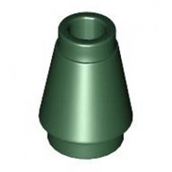 Коничен връх малък 1X1 (b) с горен жлеб: {земно зелен}