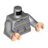 Torso Hoodie with Bright Light Yellow, Bright Pink and Bright Light Blue Stripes, Front Pocket Pattern / Light Bluish Gray Arms / Light Nougat Hands : {умерено каменно сив}