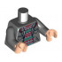 Torso Open Jacket with Pockets over Medium Blue, Dark Green and Dark Red Striped Jumper Pattern / Dark Bluish Gray Arms / Light Nougat Hands : {тъмно каменно сив}