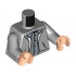 Torso Open Hoodie with Pockets, Dark Bluish Gray and Medium Blue Checkered Shirt Pattern / Light Bluish Gray Arms / Light Nougat Hands : {умерено каменно сив}