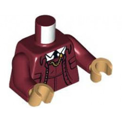 Torso Suit Jacket and Vest, White Shirt, Black Tie, Gold Watch Chain Pattern / Dark Red Arms / Medium Tan Hands: {нов тъмно червен}