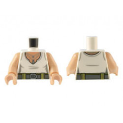Torso Female Shirt, Dark Bluish Gray Belt with Buckle and Silver Necklaces Pattern / Medium Tan Arms / Medium Tan Hands: {бял}