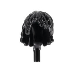 Minifigure, Hair Navi, Wide with Bangs, Braids, and Bar at End: {черен}