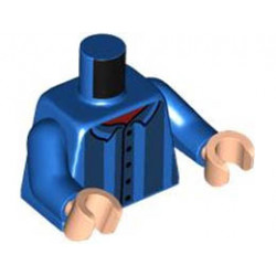 Torso Shirt with Dark Blue Vertical Stripes and Black Buttons over Dark Red Undershirt Pattern / Blue Arms / Light Nougat Hands: {ярко син}