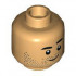 Minifigure, Head Black Eyebrows and Beard Stubble with Smirk and Chin Dimple Pattern - Hollow Stud: {умерен тан}