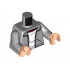 Torso Open Jacket with Silver Zipper over White T-Shirt with Dark Red Collar Pattern / Light Bluish Gray Arms / Light Nougat Hands: {умерено каменно сив}