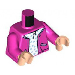 Torso Open Jacket with Pockets over White Top with Bright Light Blue Crosses Pattern / Dark Pink Arms / Light Nougat Hands: {ярко пурпурен}