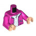 Torso Open Jacket with Pockets over White Top with Bright Light Blue Crosses Pattern / Dark Pink Arms / Light Nougat Hands: {ярко пурпурен}