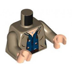 Torso Female Cardigan, Dark Blue Shirt with Flowers, Silver Necklace, Reddish Brown Belt Pattern / Dark Tan Arms / Light Nougat Hands : {пясъчно жълт}