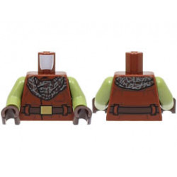 Torso Coat with Pocket and Dark Brown Belt with Gold Buckle, Bandana with Dark Bluish Gray Trim Pattern / Olive Green Arms / Dark Brown Hands : {червеникаво-кафяв}