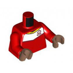 Torso Soccer Uniform, Yellow Collar, White Shoulder Panel, Dark Red Dice Logo Pattern / Red Arms / Medium Brown Hands: {ярко червен}