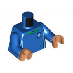 Torso Soccer Uniform, Bright Green Collar, White and Dark Blue Side Stripes, Soccer Ball on Brick Logo Pattern / Blue Arms / Nougat Hands : {ярко син}