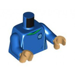 Torso Soccer Uniform, Bright Green Collar, White and Dark Blue Side Stripes, Soccer Ball on Brick Logo Pattern / Blue Arms / Medium Tan Hands : {ярко син}