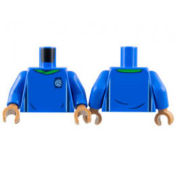 Torso Soccer Uniform, Bright Green Collar, White and Dark Blue Side Stripes, Soccer Ball on Brick Logo Pattern / Blue Arms / Medium Nougat Hands : {ярко син}