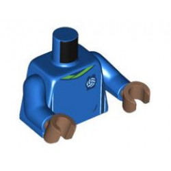 Torso Soccer Uniform, Bright Green Collar, White and Dark Blue Side Stripes, Soccer Ball on Brick Logo Pattern / Blue Arms / Medium Brown Hands : {ярко син}