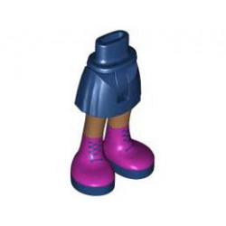 Mini Doll Hips and Skirt, Medium Nougat Legs and Magenta Boots with Dark Blue Laces and Soles Pattern - Thin Hinge : {земно син}