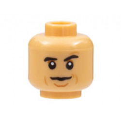 Minifigure, Head Black Eyebrows, Dark Orange Eye Shadow and Chin Dimple, Nougat Cheek Lines, Neutral Pattern - Hollow Stud: {умерен тан}