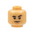 Minifigure, Head Black Eyebrows, Dark Orange Eye Shadow and Chin Dimple, Nougat Cheek Lines, Neutral Pattern - Hollow Stud: {умерен тан}