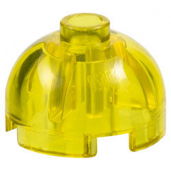 Brick, Round 2 x 2 Dome Top: {прозрачно жълт}