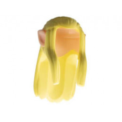 Minifigure, Hair Long Wavy with Braid and Molded Hard Plastic Light Nougat Elf Ears Pattern - Flexible Rubber: {студено жълт}