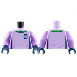 Torso Soccer Uniform, Bright Green Collar, White Ball on Dark Blue Brick Logo, Dark Blue Side Stripes Pattern / Medium Lavender Arms / Dark Blue Hands : {лавандулов}