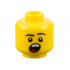 Minifigure, Head Black Eyebrows, Medium Nougat Freckles, Open Mouth with Gap in Teeth, Red Tongue Pattern - Hollow Stud: {ярко жълт}