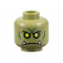 Minifigure, Head Alien Orc with Yellow Eyes, Black Eyebrows, Dark Green Contours and Eye Shadow, and Frown with White Lower Fangs Pattern - Hollow Stud: {маслинено зелен}
